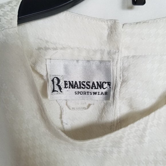 Vintage | Renaissance White Houndstooth Blouse - Picture 8 of 16